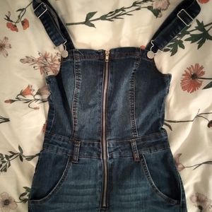 Denim Zip Up Overalls